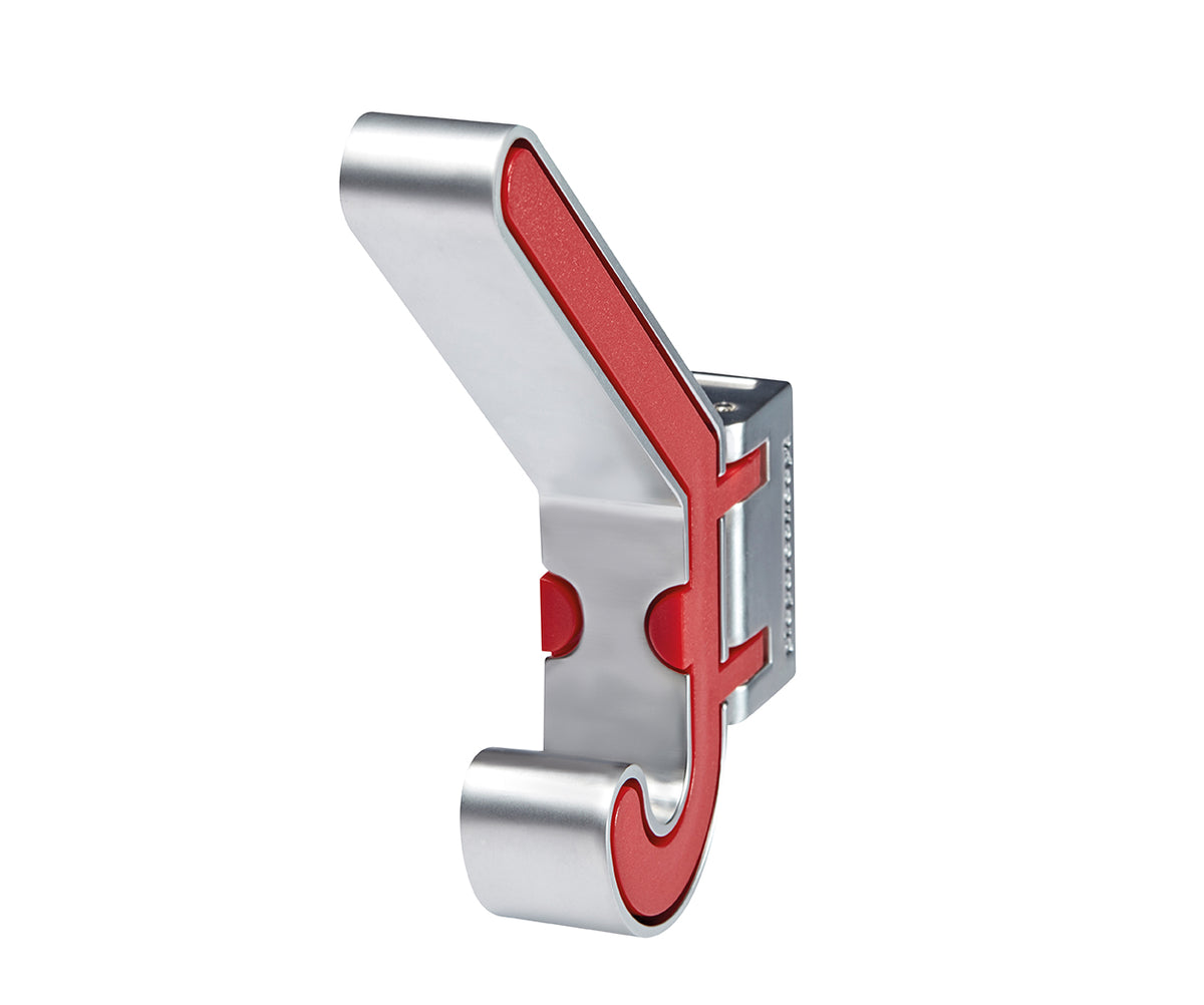 Alessi Tio wandhaak in mat rood en zilverkleurig