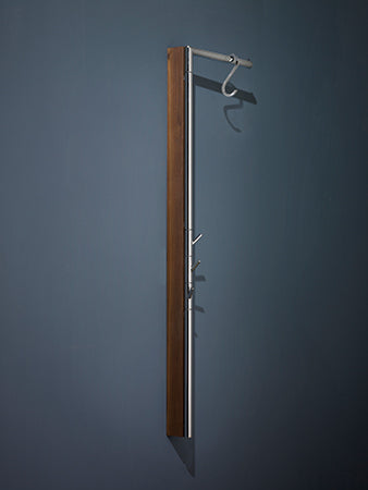 Lucmayor wall coat rack in walnut with chrome-plated metal, design Murken Hansen