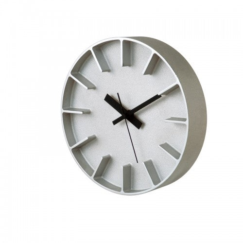 Lemnos Edge klok, rond in aluminium, wit met grijze zijkant