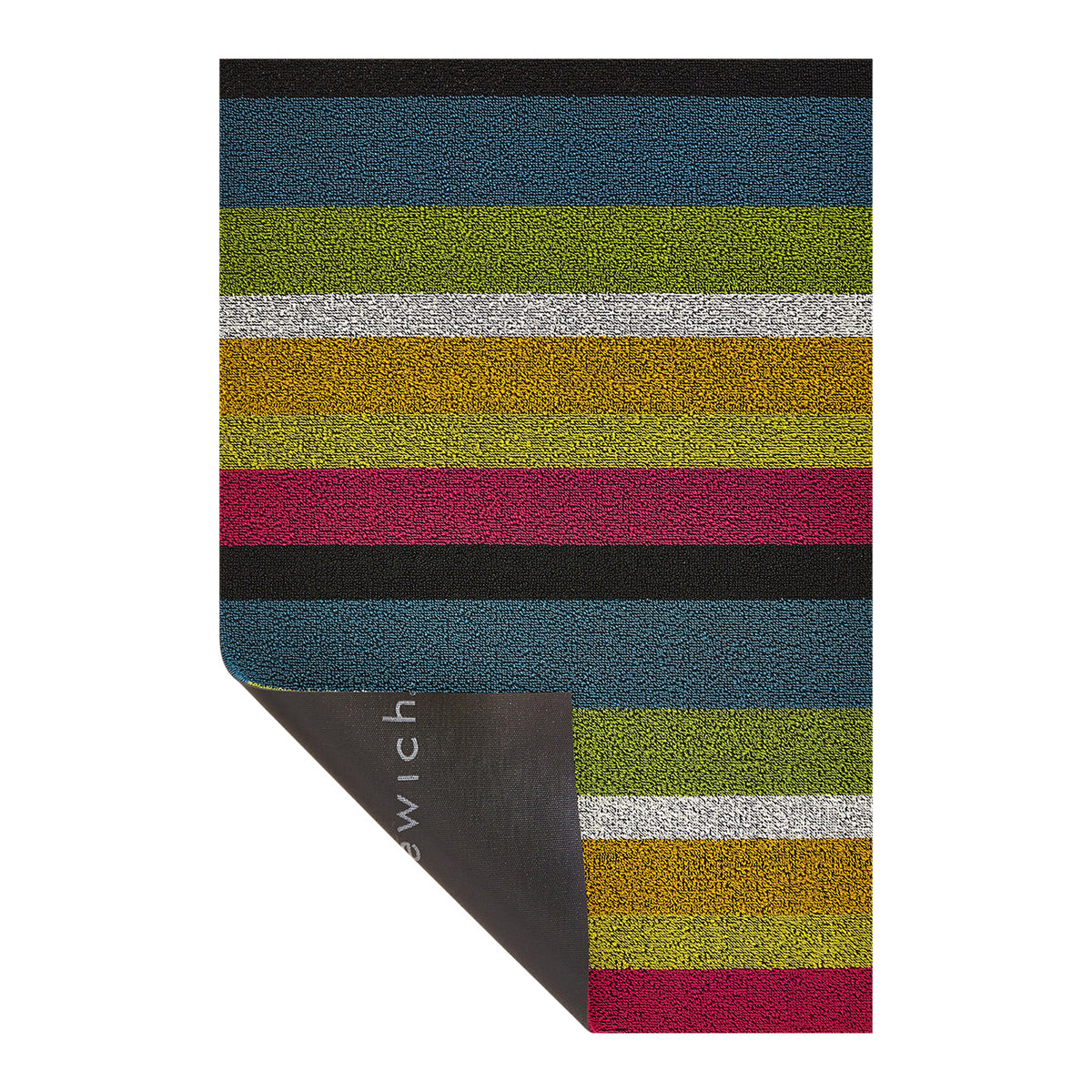 Hoek en rand van de Chilewich deurmat Bold Stripe Multi