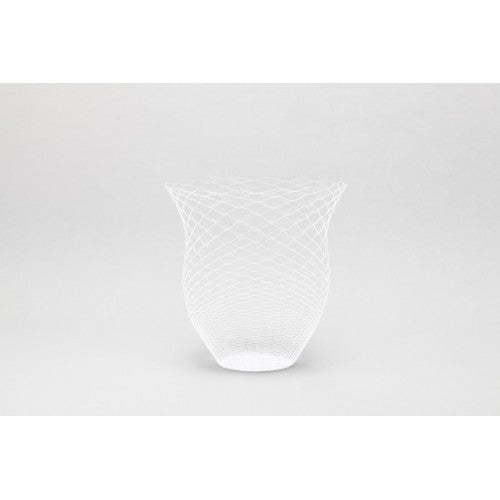 Alessi Air Vase Torafu, papieren vaas met uitvouwbaar rasterpatroon in wit