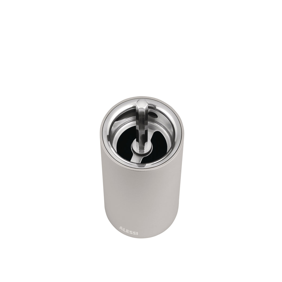 Peper- en zoutmolen KG01 van Alessi, bovenaanzicht met zichtbaar maalwerk