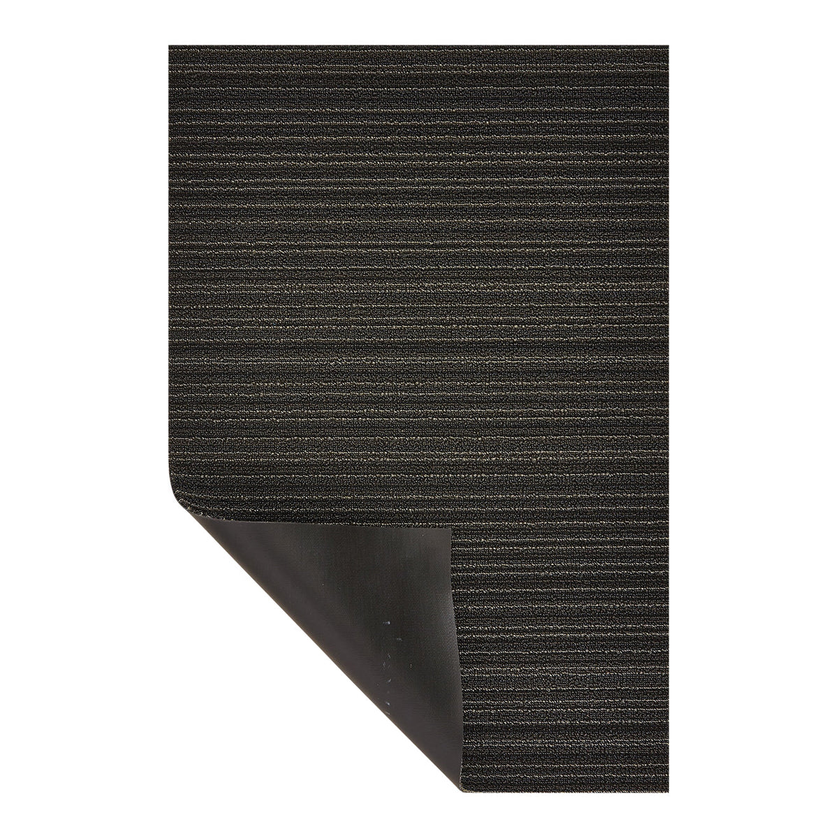 Hoek en rand van de Chilewich deurmat Skinny Stripe Steel