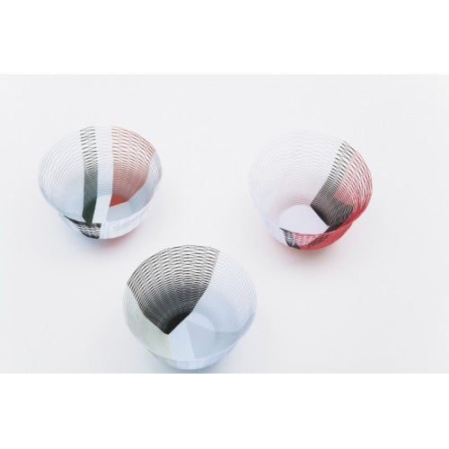 Alessi Air Vase Torafu papieren vaas, set van 3 in wit met rood en zwart patroon