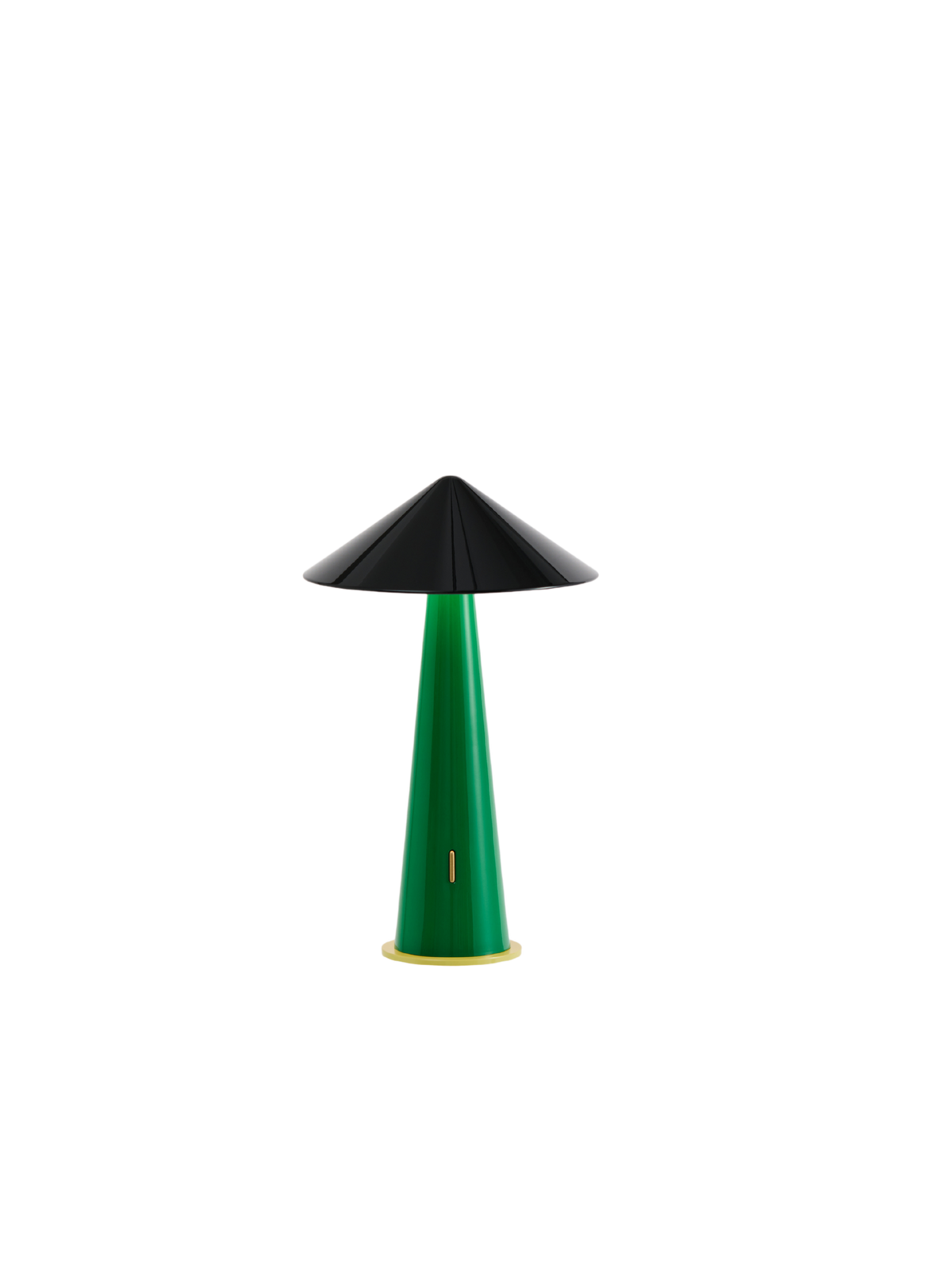 Tipsy oplaadlampje van Fine Lumens met zwarte kap en smaragdgroene voet