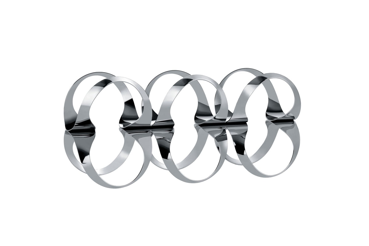 Alessi Ribbon wine rack by UN Studio, polished stainless steel in ribbon shape