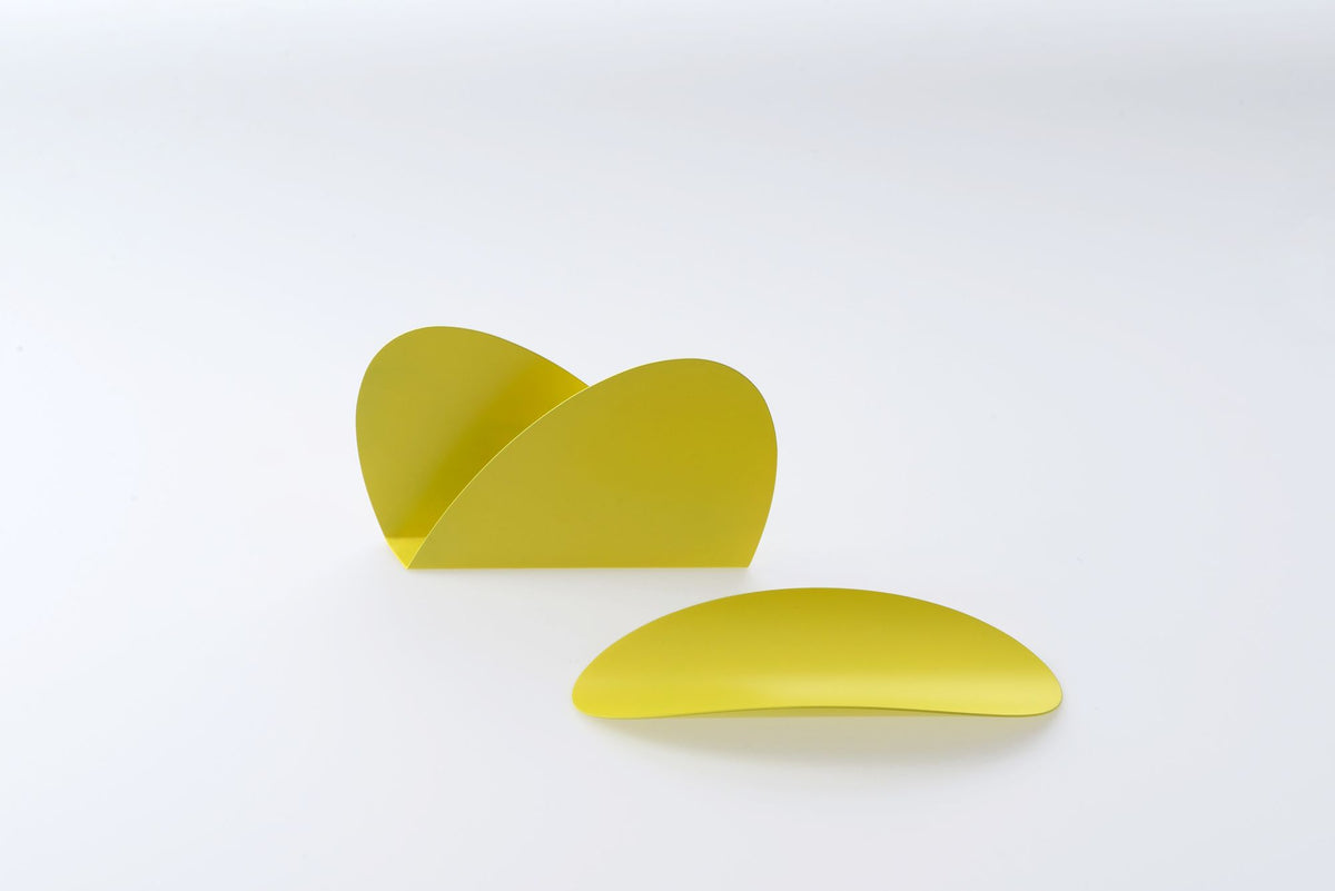 Alessi Ellipse bureauset: brievenhouder en pennenbak in geel