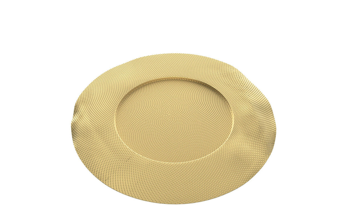 Alessi Sitges metalen schaal, goudkleurig, diameter 33 cm, ontwerp Lluís Clotet