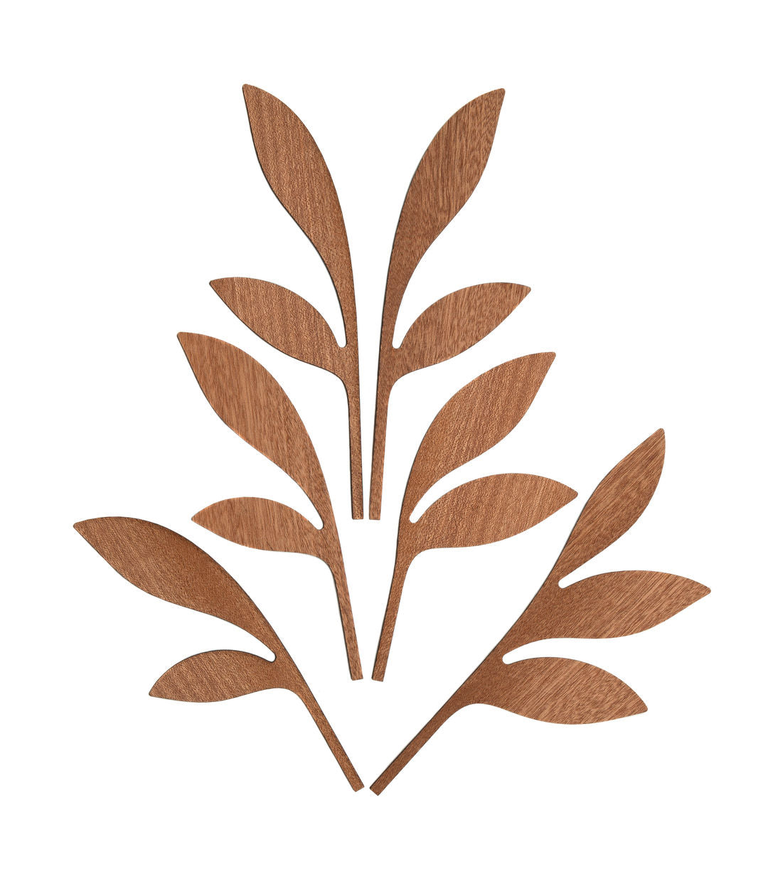 Alessi Ahhh scented leaves, mahogany wood, leaf-shaped, lying flat, separate