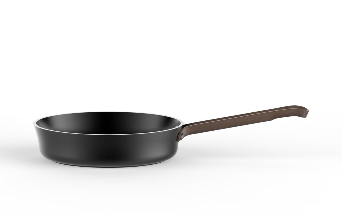 Alessi EDO koekenpan, 20 cm, zwart met bruine steel, geschikt voor inductie