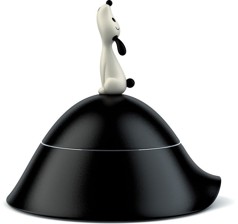 Alessi Lulà hondenvoederbak, zwart met hondfiguur, diameter 22,7 cm