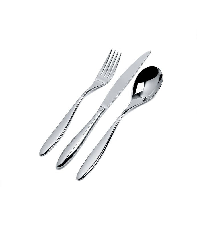 Alessi Mami monoblok bestek, vork, mes en lepel in glanzend RVS