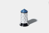 Alessi zoutstrooier van Michael Graves, wit met stippen en blauwe punt