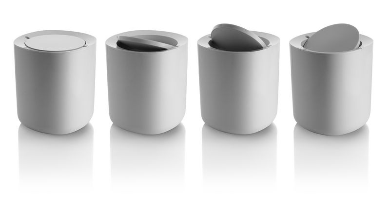 Alessi Birillo waste bin, lid shown in four positions