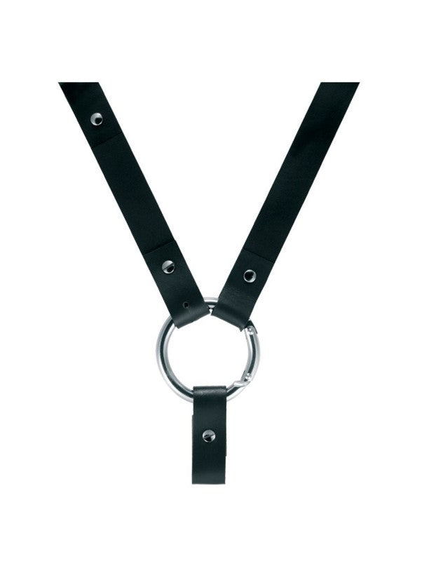 Alessi Buckle horlogebandje, leren koord in zwart met metalen ring