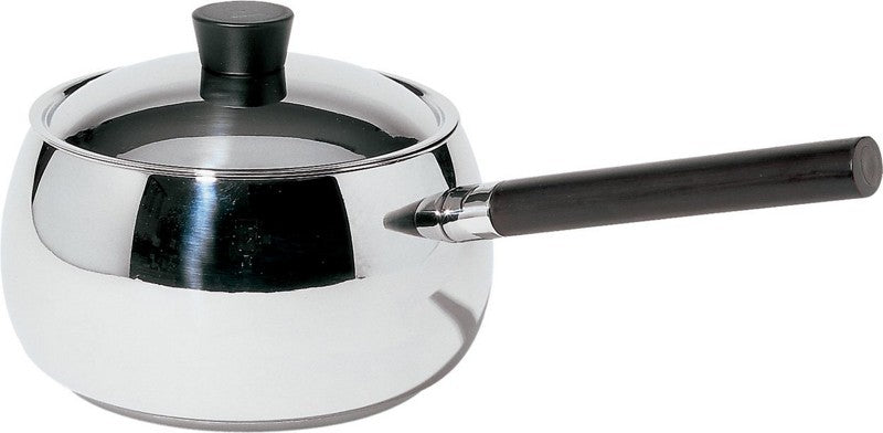 Alessi Mami fonduepan met deksel, zwart handvat van hout, diameter 16 cm