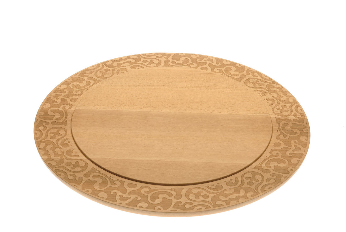 Alessi Dressed taartplateau in hout met gelaserd motief in de rand