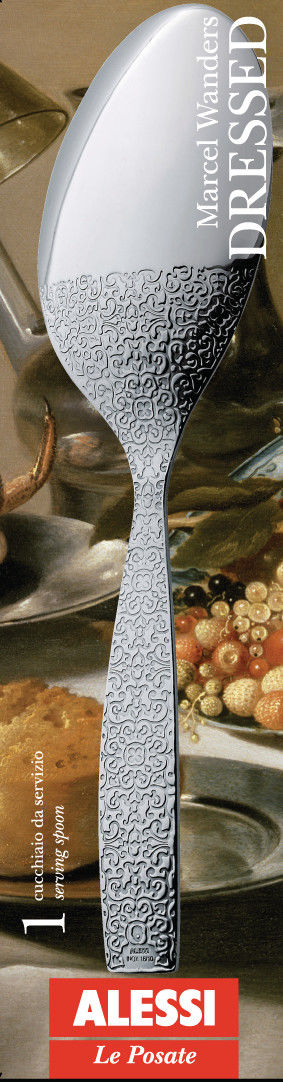Dressed serveerlepel van Alessi in geschenkverpakking, met wanders-reliëf op de steel