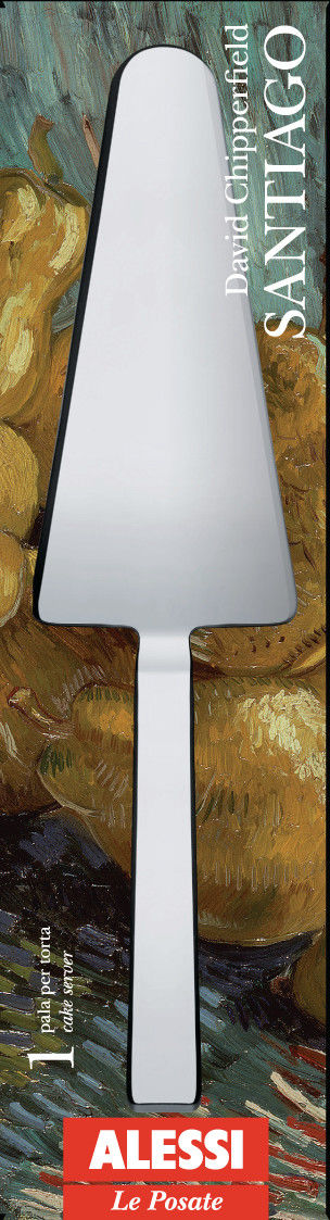 Alessi Santiago cake server in stainless steel, in gift box, design David Chipperfield