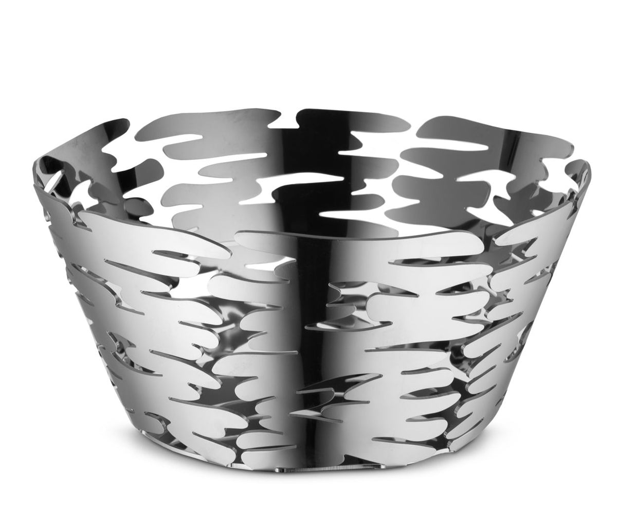 Alessi Barket Hoog fruitschaal in rvs met open gatenpatroon, diameter 21 cm
