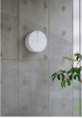 Lemnos Cucu, Japanse klok, rond model, wit, hangend aan de muur