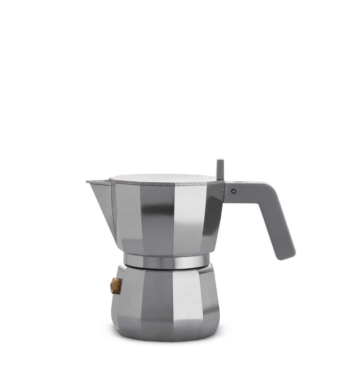 Alessi Moka espressomaker 1 kops, aluminium, zijaanzicht