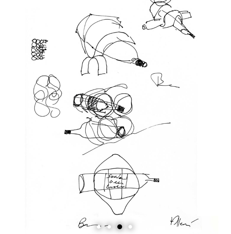 Design sketches of Alessi Ribbon wine rack