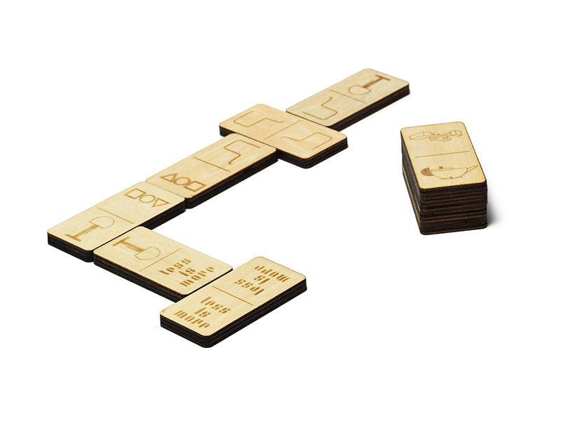 Dominostenen van de Bauhaus Domino Set, hout, ontwerp Vaassen en Vogel