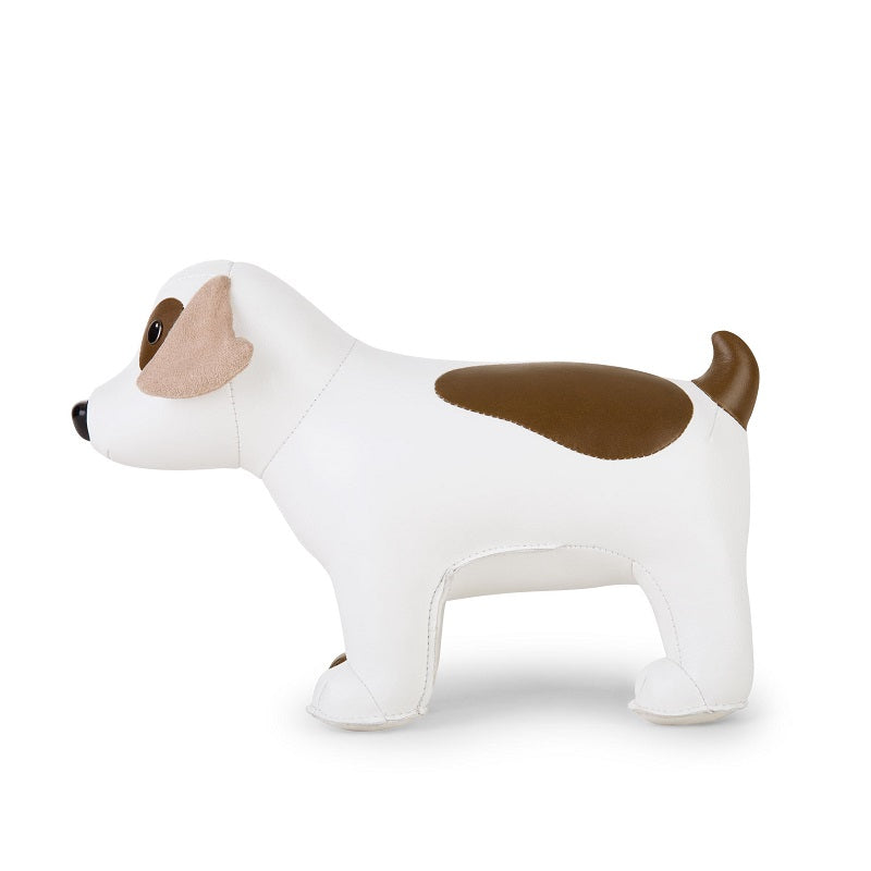 Zuny boekensteun als Russell Terrier, kunstleder, zijaanzicht