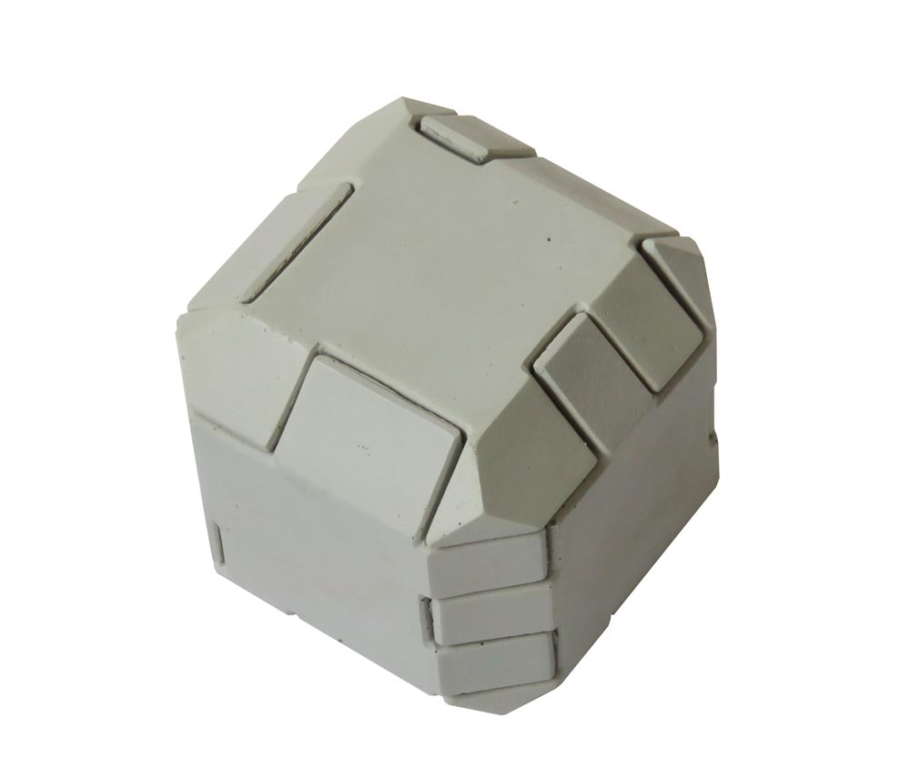 Alessi Dutch Cube doosje, hoekige vorm, lichtgrijze uitvoering