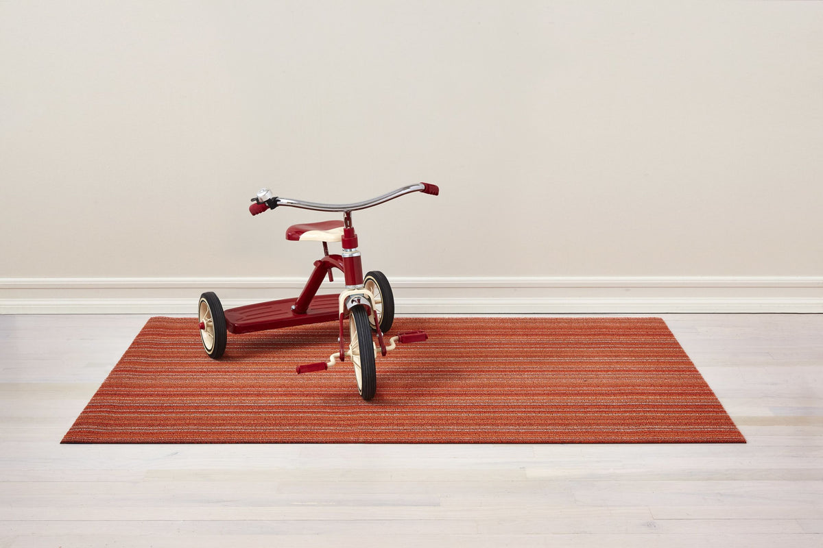 Chilewich Skinny Stripe doormat in orange with fine stripe, 46 x 71 cm