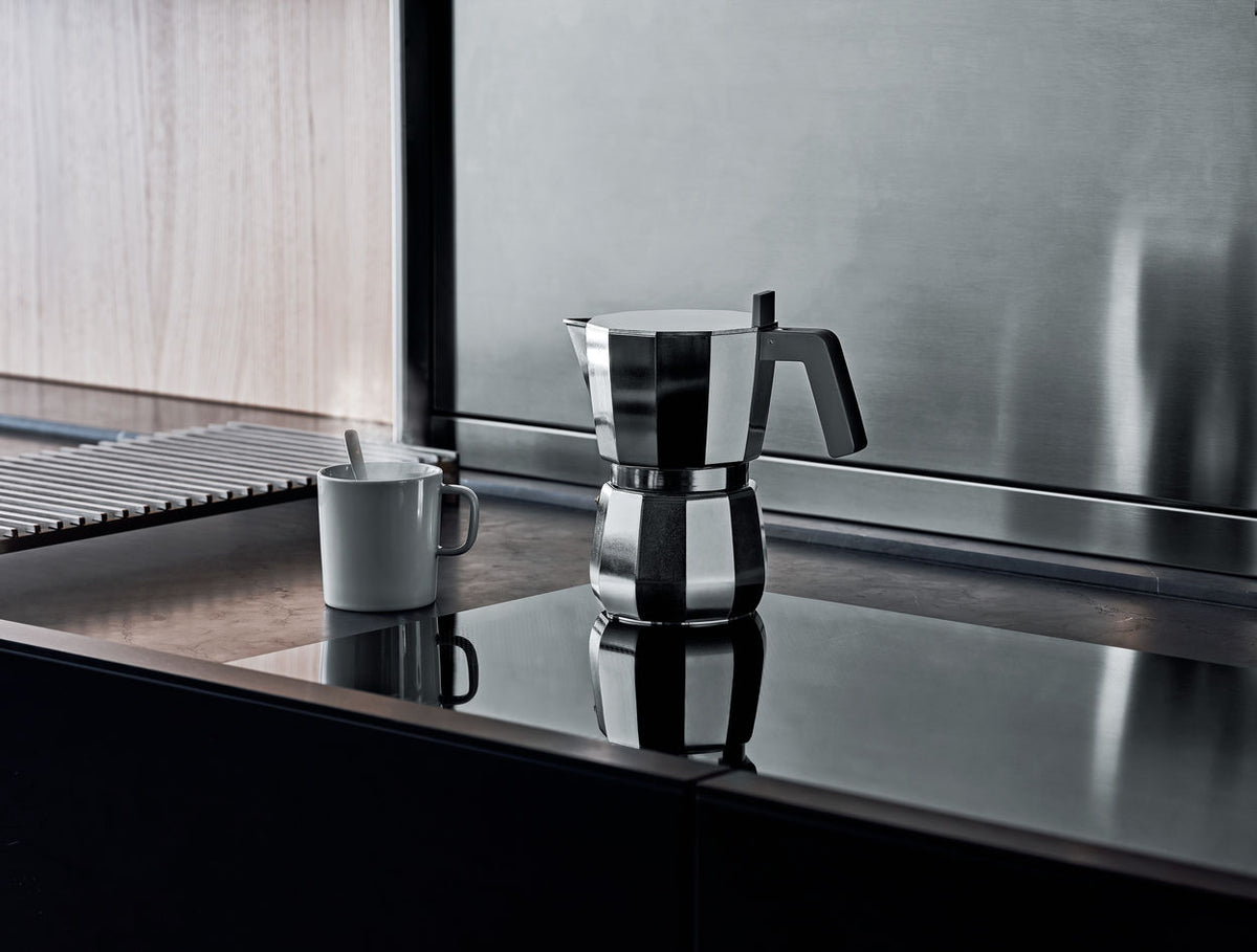 Alessi Moka espresso maker by David Chipperfield on induction hob