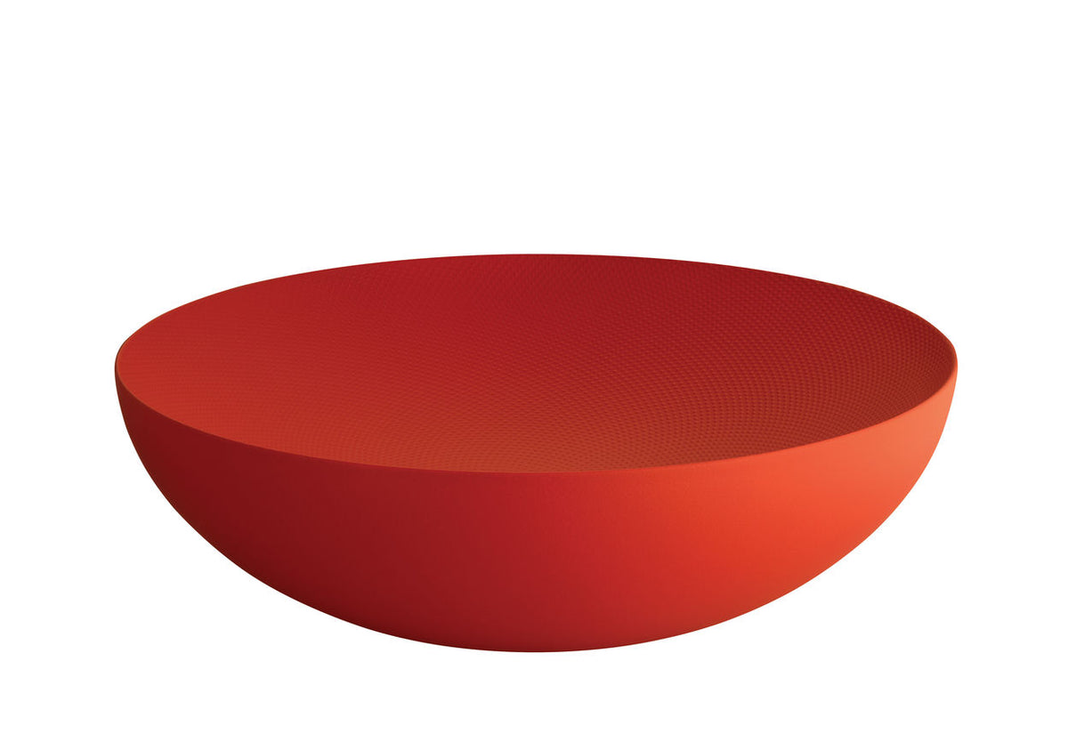 Alessi Double 32 Extra Ordinary, grote rode schaal met bolletjesrelief, diameter 32 cm