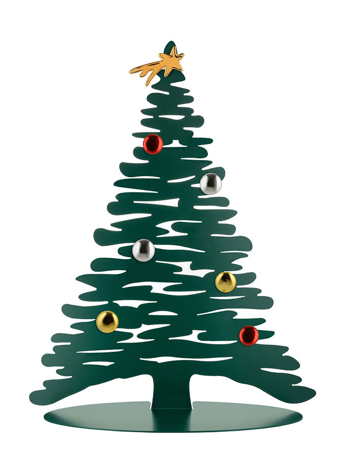 Alessi Bark kerstboom, 45 cm, groen metaal met porseleinen magneetjes, Michel Boucquillon
