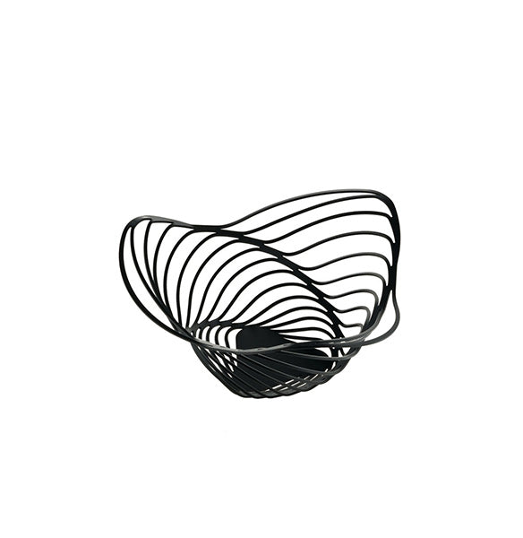 Alessi Trinity fruitkorf medium, matzwart draadstaal, diameter 26 cm