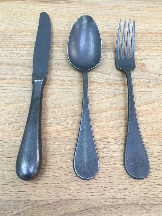 Aoyoshi Baguette bestek serie: mes, lepel en vork in donker antraciet staal