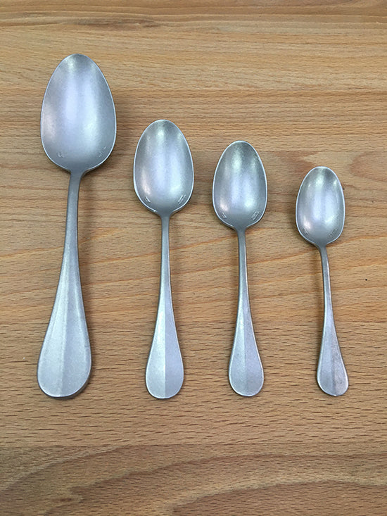 Aoyoshi Baguette spoons from the series in four sizes side by side