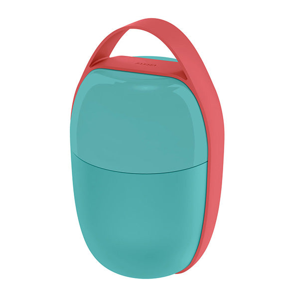Alessi Lunch-Pot uit de nieuwe serie Food à Porter, blauw met koraalrood handvat
