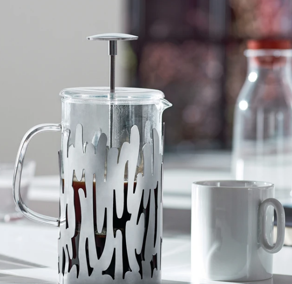 Alessi Press Filter Barkoffee koffiemaker, glas met roestvrijstalen boom-motief