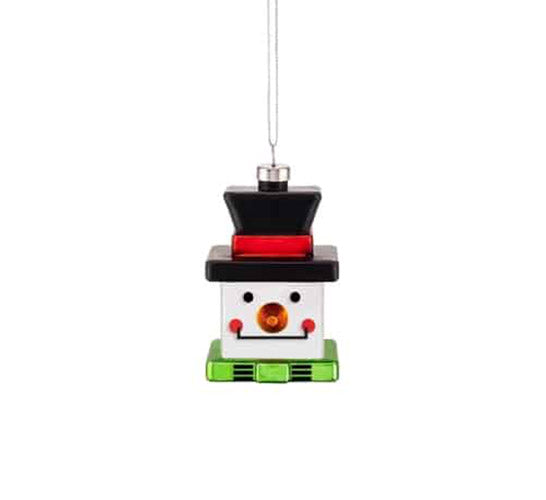 Alessi Snow-Cube kerstbal, glazen kerstbal in kubusvorm, hangend aan koord