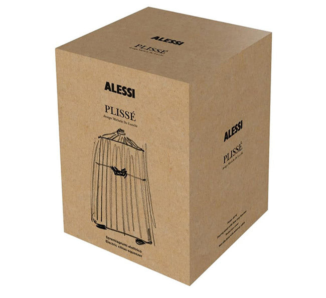 Alessi Plissé elektrische citruspers, ontwerp Michele De Lucchi, in verpakking