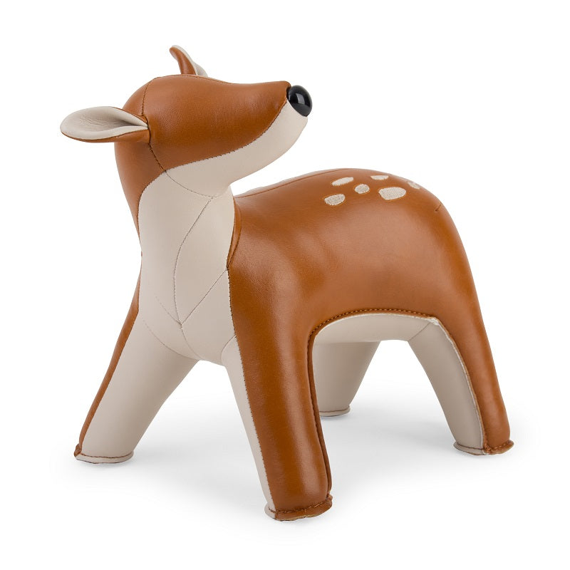 Zuny Luke, hert van kunstleer in cognac en beige, driekwartaanzicht