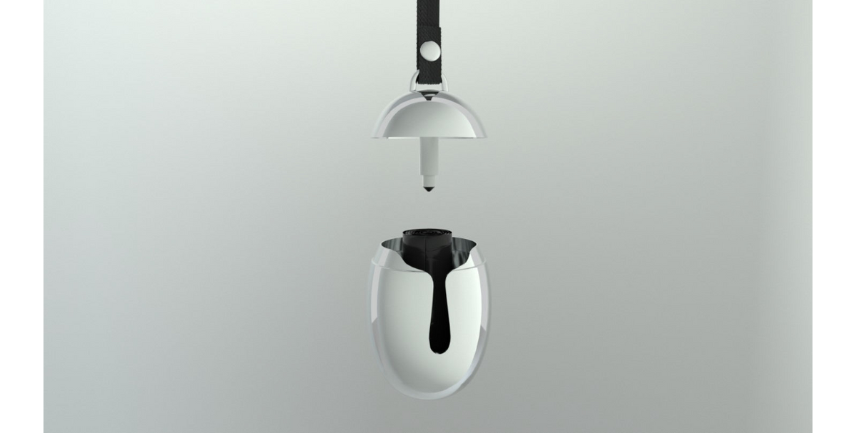 Alessi Acino dispenser voor pet-afvalzakjes in rvs, detail van het afneembare deksel