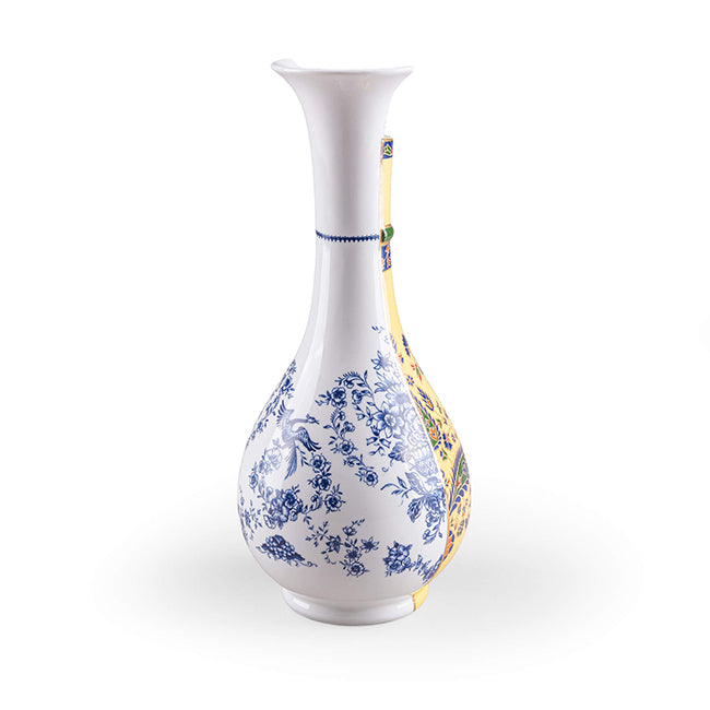 Chunar vaas van Seletti, andere zijde met wit en blauw bloemmotief