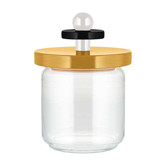 Alessi Twergi voorraadpot, glas met gele deksel, 75 cl