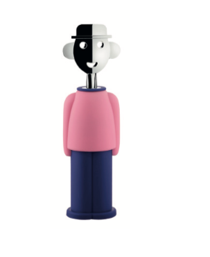 Alessi Anna G kurkentrekker in nieuwe Mendini palet kleuren, roze en donkerblauw
