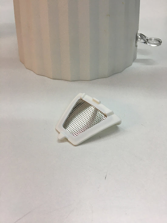 Alessi plissé kalkfilters in wit, uitneembaar, van Michele De Lucchi