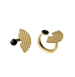 Alessi Edone ring in gold and black, separate, front and side view