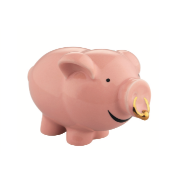 Alessi Geluksvarken Porca figurine, side view in pink