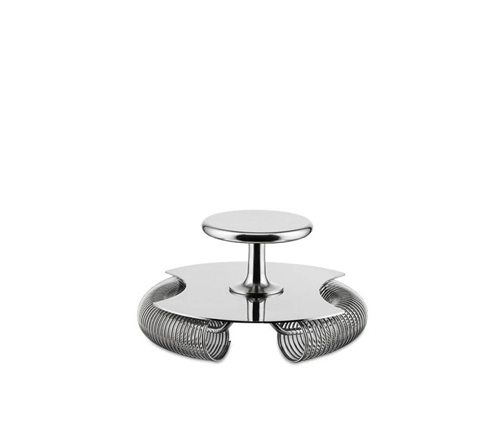 RVS cocktailzeef met knop en twee spiraalveren, Alessi, ontwerp Giulio Iacchetti.